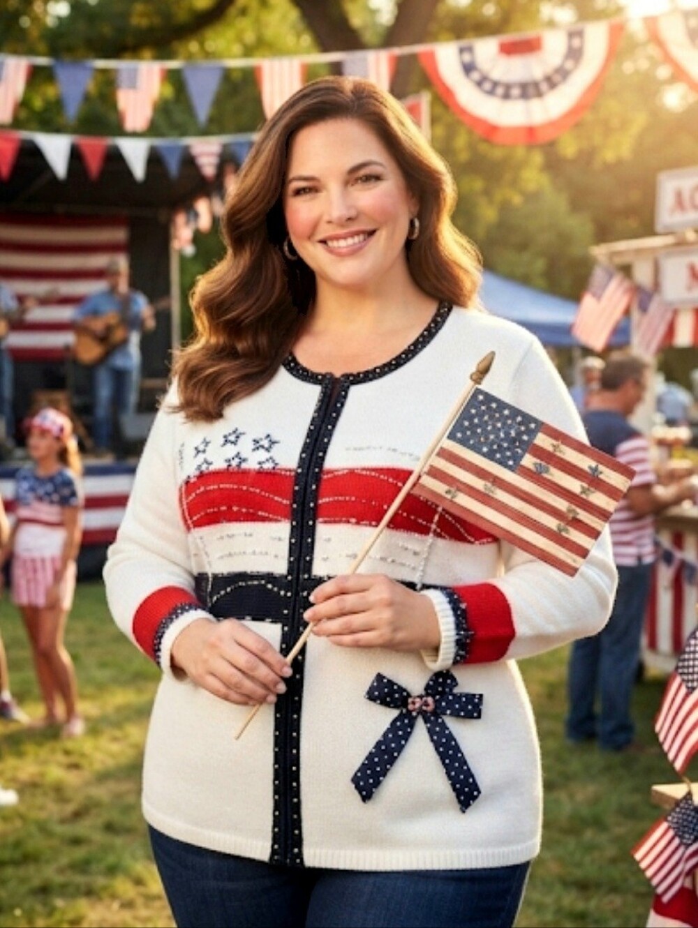 Storybook Knits American Celebration Patriotic Cardigan Ltd Edition NWT 1X